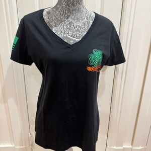 Grunt Style St Patty’s Day Black Tee with Flag Details